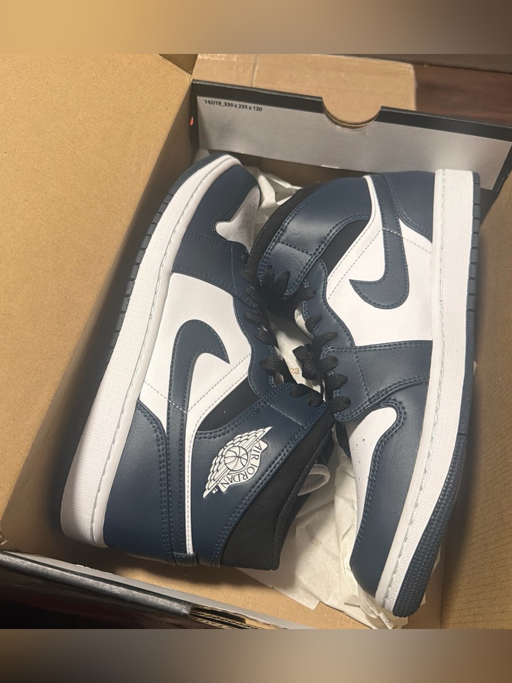 Nike Air Jordan 1 Mid Retro Armory Navy White 554724-411 Men's Shoe Size 10.5